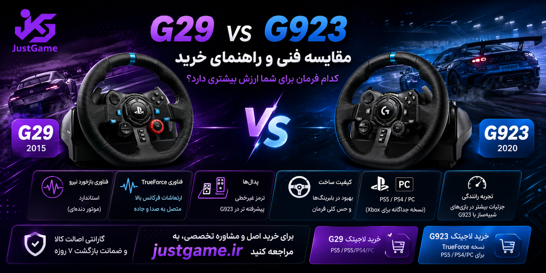 لاجیتک G29 vs G923: مقایسه فنی و راهنمای خرید